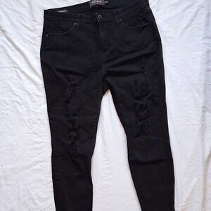 Torrid, Jeans, Black, Ripped, Frayed, 18 S, Excellent